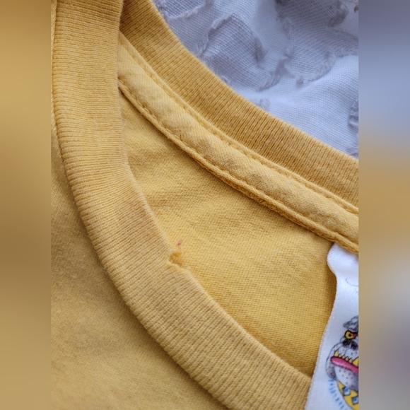 Y2K DON ED HARDY by Christian Audigier Yellow Tee Men Large - Picture 5 of 8